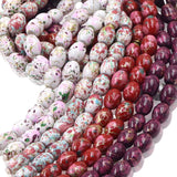 Glass cloisonne beads in oval shape
