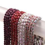 Glass cloisonne beads in oval shape