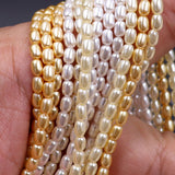 glass rice pearl beads in 3x4mm