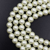 glass matte pearl beads in cream color