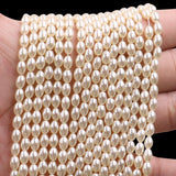 glass rice pearl beads cream in 4x6mm