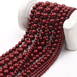 high quality crystal glass pearl beads in Bordeaux color