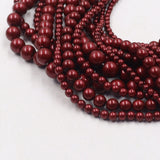 high quality crystal glass pearl beads in Bordeaux color
