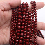 high quality crystal glass pearl beads in Bordeaux color