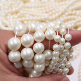 high quality crystal glass pearl beads in pearlescent white color