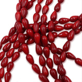 non trace beads in coral red color 4x8mm tear drop shape