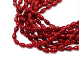 non trace beads in coral red color 4x8mm tear drop shape