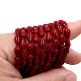 non trace beads in coral red color 4x8mm tear drop shape