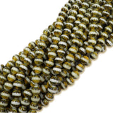 Glass beads with white stripe