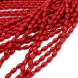 non trace beads in rice 4x8mm coral red color