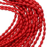 non trace beads in rice 4x8mm coral red color