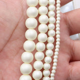 glass matte pearl beads in cream color