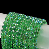 Glass beads with AB in green color 8mm