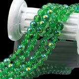 Glass beads with AB in green color 8mm