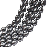 glass tear drop pearl beads dark grey in 12x16mm