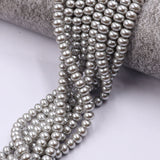 glass rondelle pearl beads light grey in 4x6mm