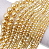high quality crystal glass pearl beads in gold color