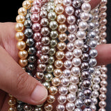 Highlighting glass pearl beads in round shape