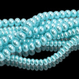 glass rondelle pearl beads blue in 4x6mm 6x8mm