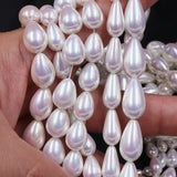 rainbow glass pearl beads in tear drop shape