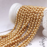 high quality crystal glass pearl beads in bright gold color