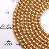 high quality crystal glass pearl beads in bright gold color