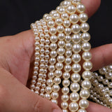 high quality crystal glass pearl beads in cream color
