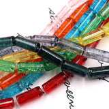 Crackle beads column shape in size 6x15mm